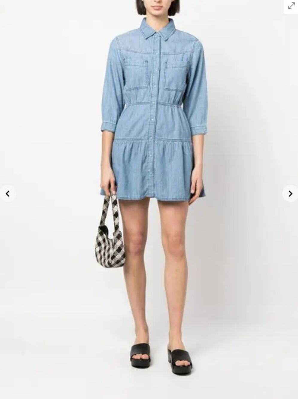 Ba&Sh Dress Small Aquaria Denim Shirt Mini Blue Casual Workwear Western Cowgirl